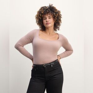 Everlane the Square Neck in Cashmere - Dusty Rose small